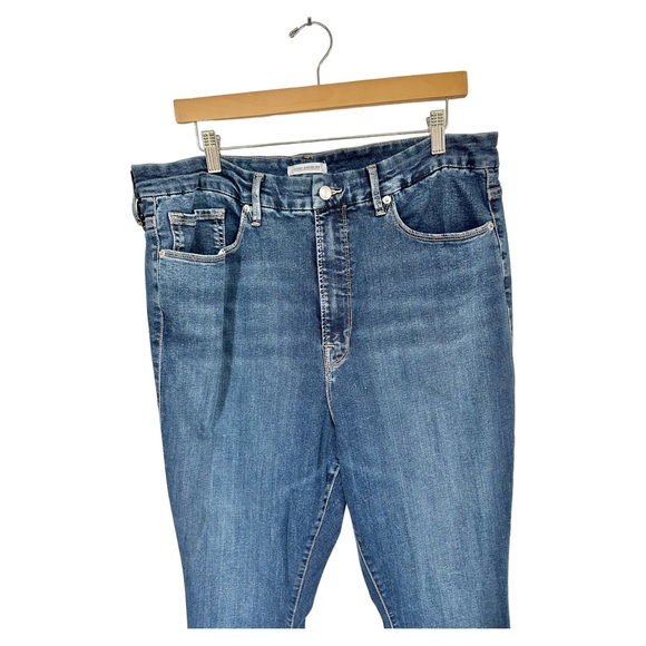 Good American Good Legs Crop High Rise Skinny Jeans Distressed Blue 345 Size 20 - Picture 4 of 13